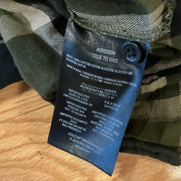Volcom Olive, Black & Tan Plaid Button-Down Shirt - Picture 5 of 10